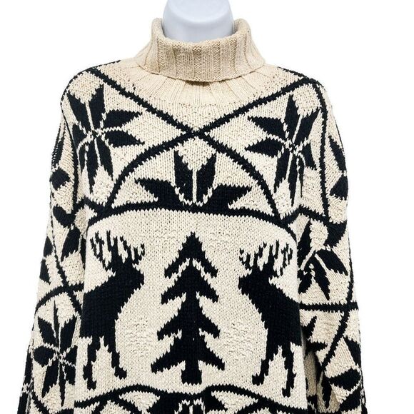 Vintage Nordic Fair Isle Ralph Lauren Novelty Turtleneck Hand Knit Sweater XL - Picture 4 of 8